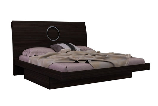 Juego de dormitorio de cuatro piezas de madera maciza marrón con espejo