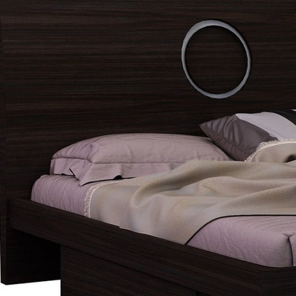 Juego de dormitorio de cuatro piezas de madera maciza marrón con espejo