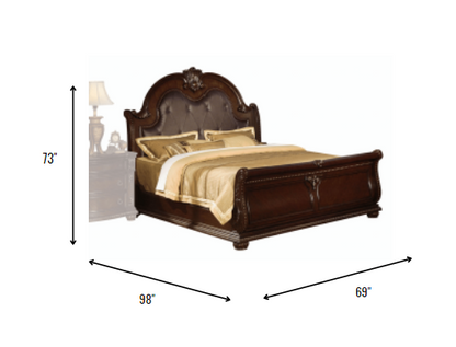Estructura de cama de madera maciza marrón