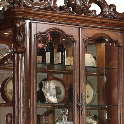 20" X 51" X 89" Cherry Oak Wood Poly Resin Glass Curio Cabinet