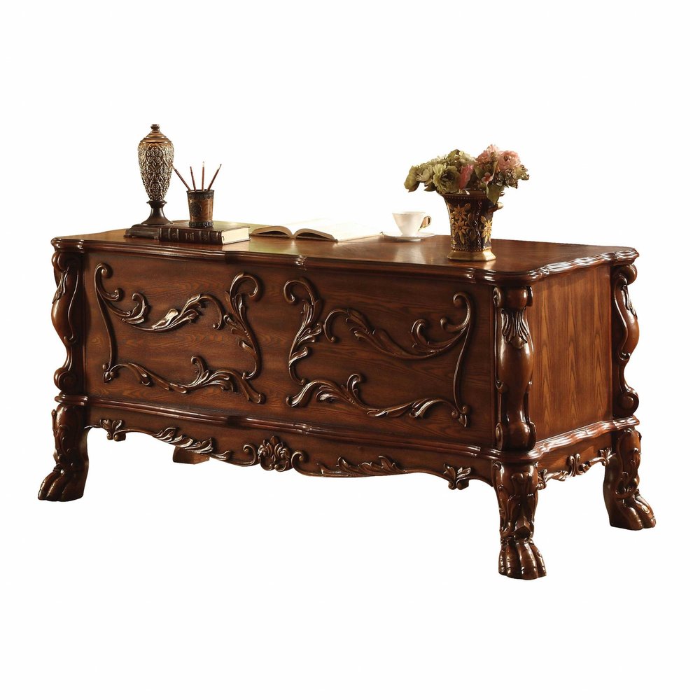 72" Brick Red Solid Manufactured Wood and Solid Wood Executive Desk With Five Drawers