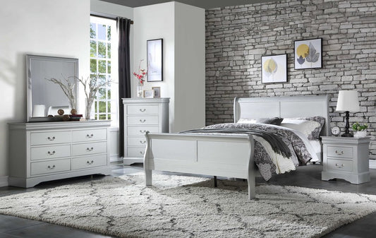Estructura de cama individual de madera maciza color blanco roto