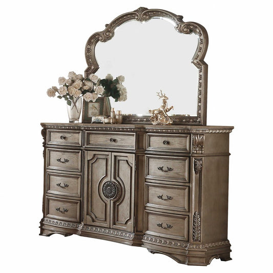 Cómoda combinada de madera maciza marrón de 18"