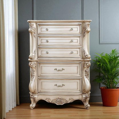 Cómoda doble de madera maciza beige de 21"