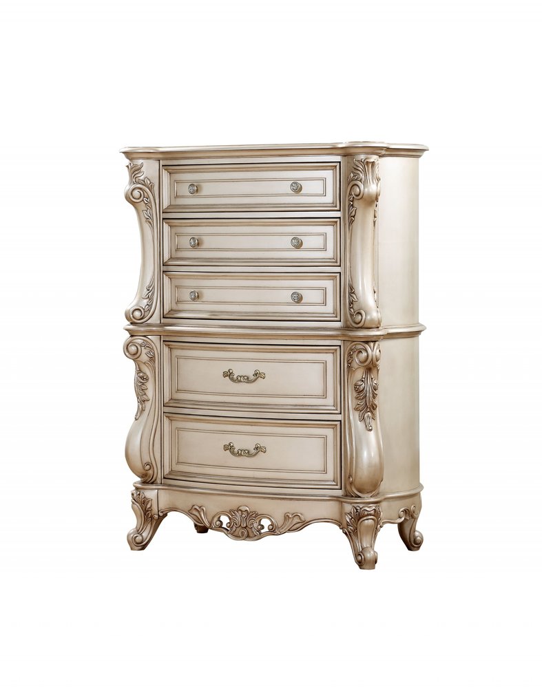 Cómoda doble de madera maciza beige de 21"