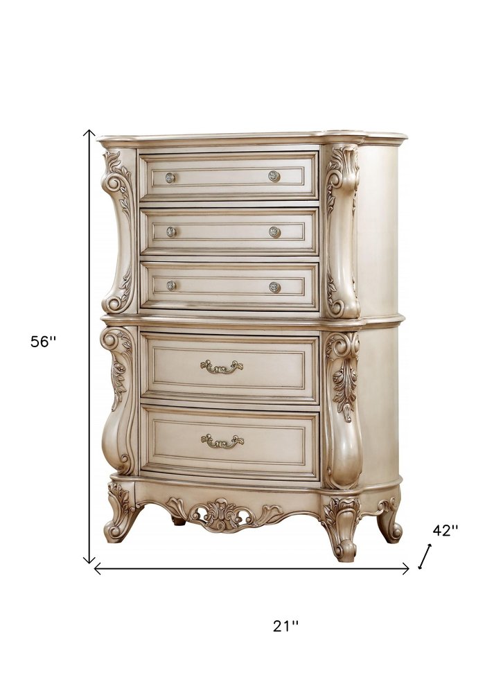 Cómoda doble de madera maciza beige de 21"