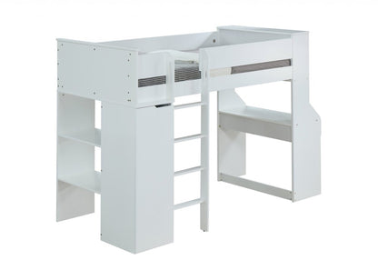 Cama alta de 114 x 233 x 167 cm con chapa de madera blanca (laminada)
