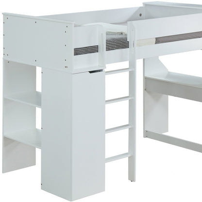 Cama alta de 114 x 233 x 167 cm con chapa de madera blanca (laminada)