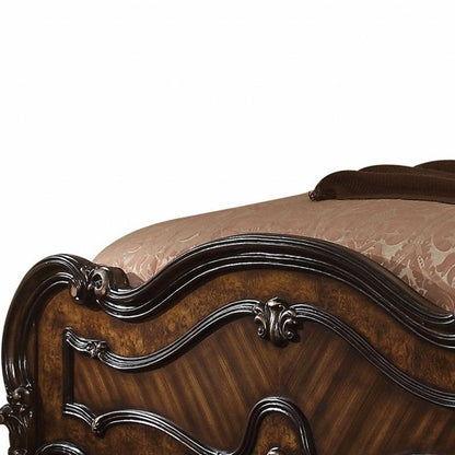 Estructura de cama de madera maciza marrón oscuro