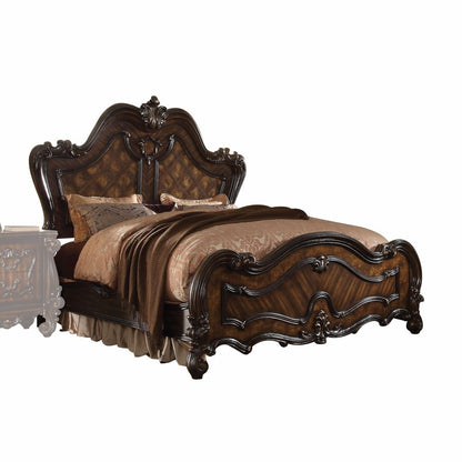 Estructura de cama de madera maciza marrón oscuro