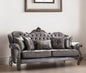 45" Platinum Velvet Floral Sofa And Toss Pillows
