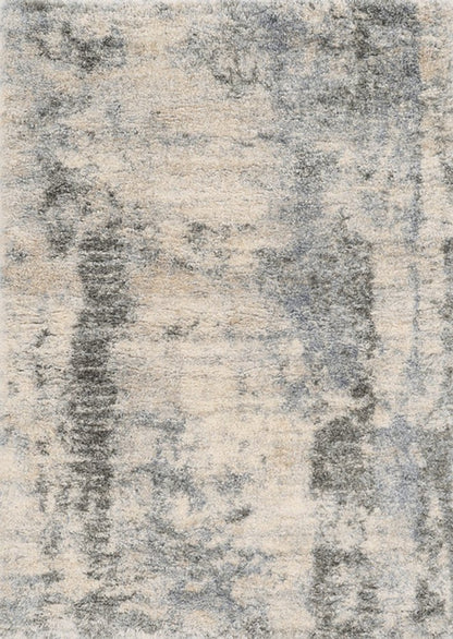 9' X 13' Ivory And Blue Abstract Area Rug