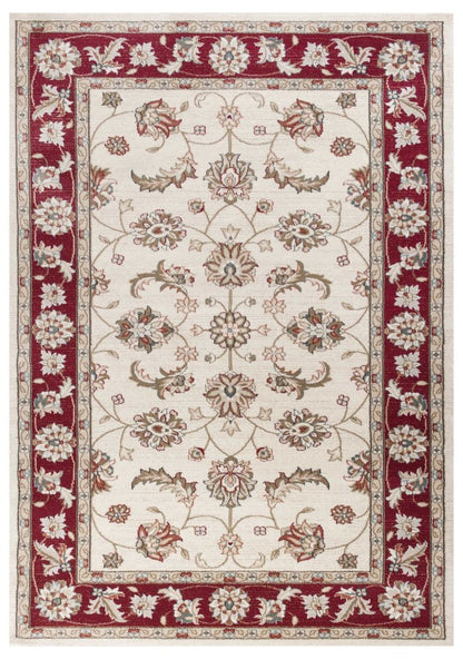 9' X 12' Red And Ivory Floral Medallion Area Rug