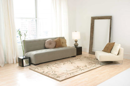 9' X 12' Ivory Green And Brown Wool Botanical Leaves Hand Tufted Area Rug