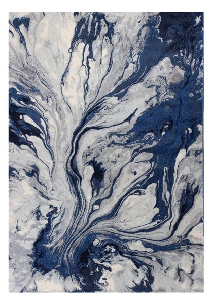 9' X 13' Blue Gray And Ivory Abstract Area Rug