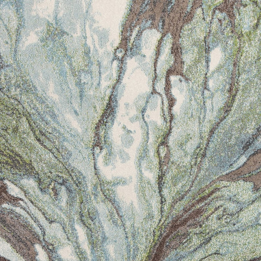 9' X 13' Green And Brown Abstract Area Rug