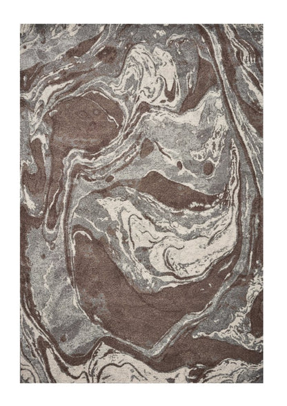 9' X 13' Brown And Ivory Abstract Area Rug