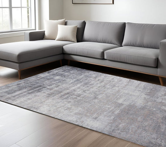 9' X 12' Slate Gray And Dark Gray Abstract Hand Loomed Area Rug