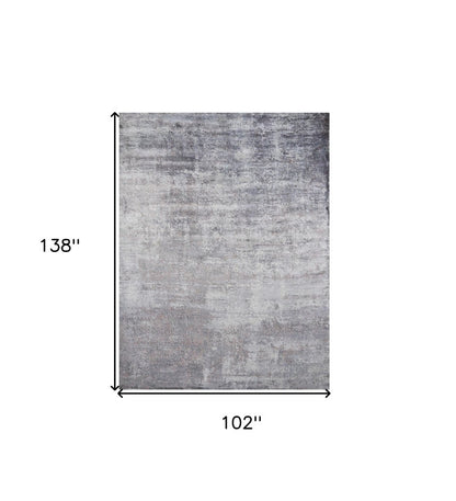 9' X 12' Slate Gray And Dark Gray Abstract Hand Loomed Area Rug
