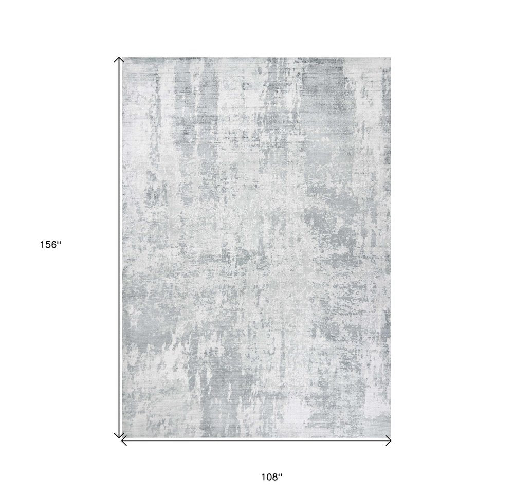 9' X 13' Dark Gray And Light Gray Abstract Hand Loomed Area Rug