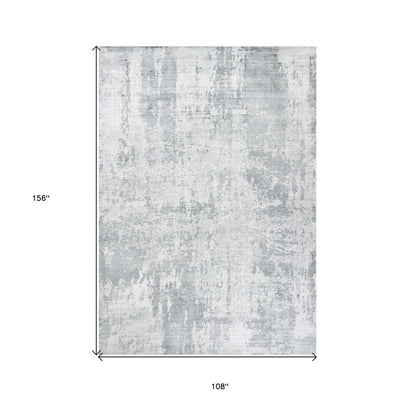 9' X 13' Dark Gray And Light Gray Abstract Hand Loomed Area Rug