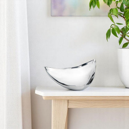 14" Silver And Red Triangular Bowl