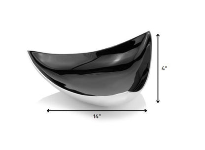 14" Silver And Red Triangular Bowl