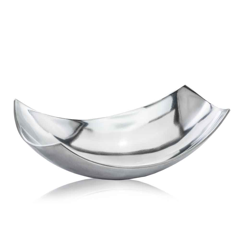 Cuenco decorativo de aluminio pulido plateado de 5"