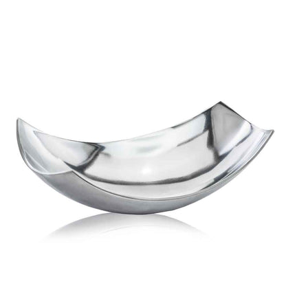 Cuenco decorativo de aluminio pulido plateado de 5"