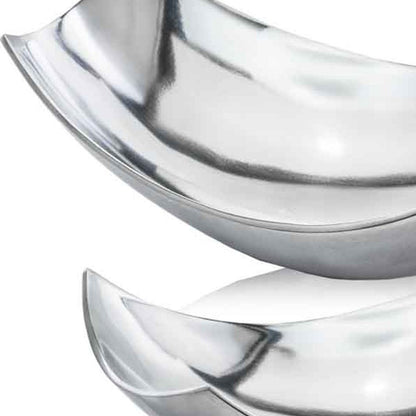 Cuenco decorativo de aluminio pulido plateado de 5"