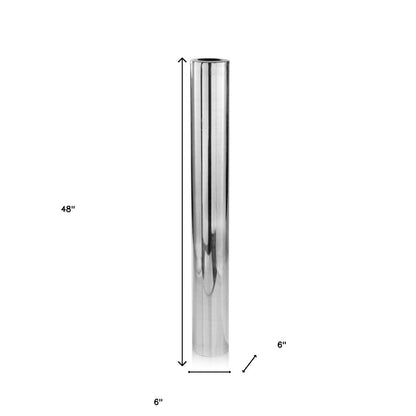 40" Silver Aluminum Cylindrical Floor Vase