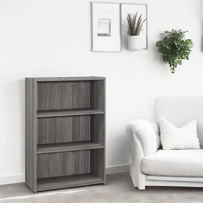 Gray Wood Adjustable Three Tier Bookcase
