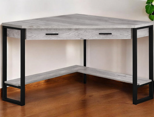 Escritorio de computadora esquinero gris y negro de 42"
