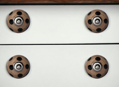 Set of Twelve Brown And Black Geometric Ceramic Drawer Pull Knobs