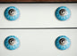 Set of Eight Aqua And White Floral Ceramic Drawer Pull Knobs