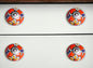Set of Eight Orange And White Floral Ceramic Drawer Pull Knobs