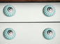 Set of Twelve Turquoise And White Geometric Ceramic Drawer Pull Knobs