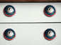 Set of Twelve Navy Blue And Red Geometric Ceramic Drawer Pull Knobs