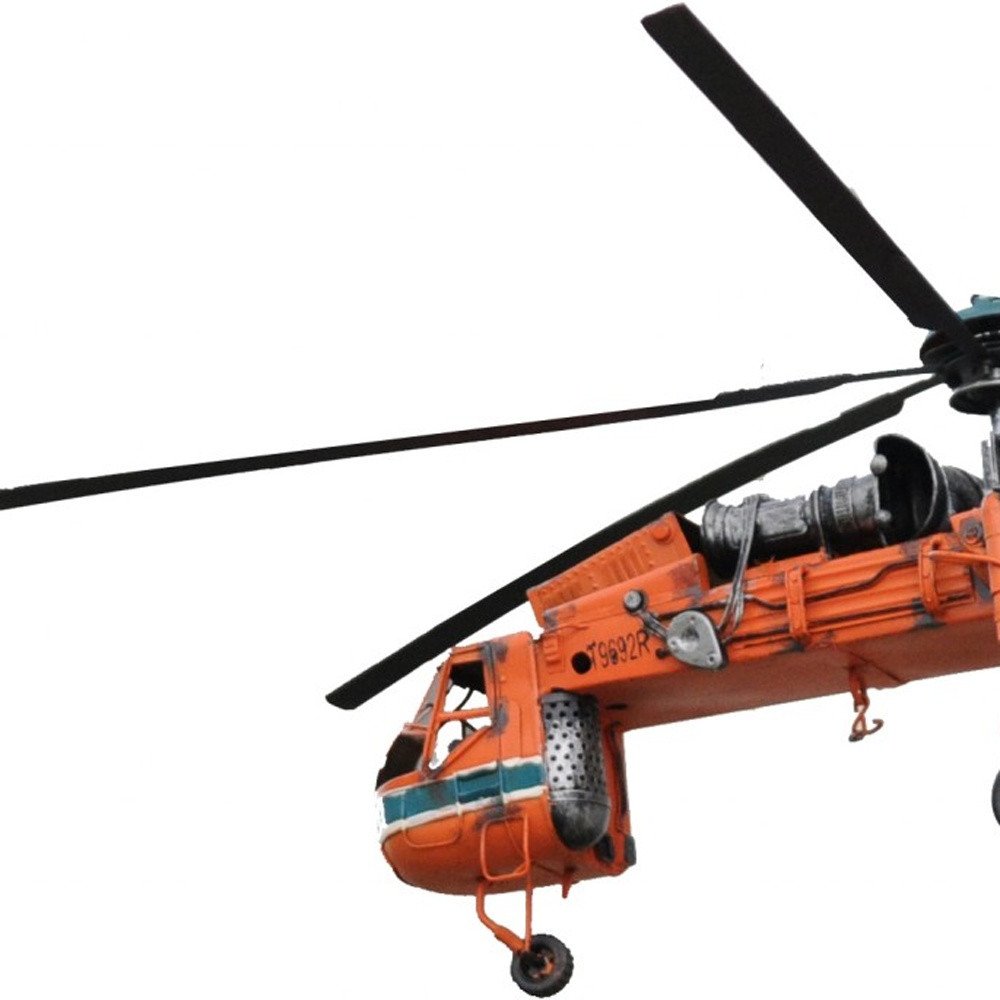 Escultura de sobremesa de avión a escala de 12" en metal naranja, pintada a mano