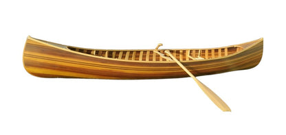 Escultura de mesa de barco de madera maciza marrón de 16" pintada a mano