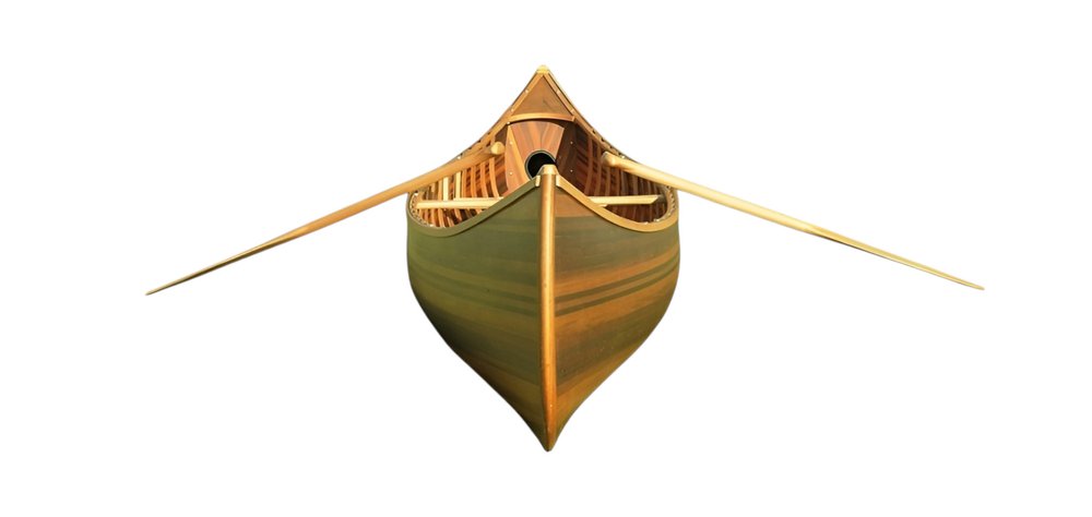 Escultura de mesa de barco de madera maciza marrón de 16" pintada a mano