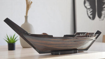 Bandeja de madera novedosa para servir de 6" en marrón oscuro con asas