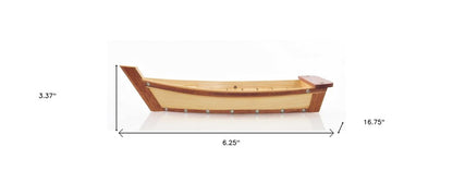 Bandeja para servir sushi en forma de barco de madera natural y marrón de 17"
