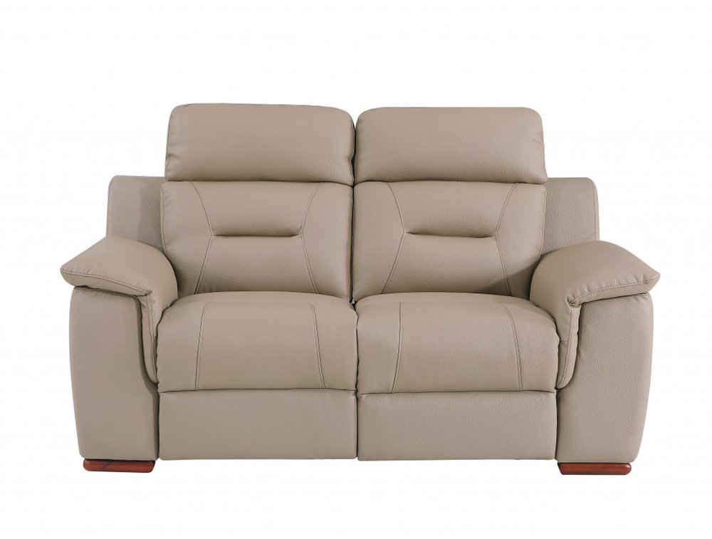 Conjunto de tres piezas para cinco personas en cuero genuino beige para interiores