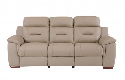 Conjunto de tres piezas para cinco personas en cuero genuino beige para interiores