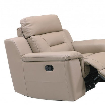 Conjunto de tres piezas para cinco personas en cuero genuino beige para interiores