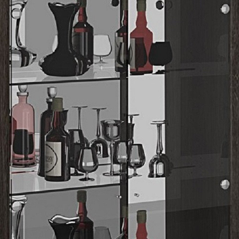 Vitrina de 50" de madera y vidrio gris y plateado con dos puertas y un cajón