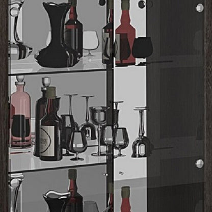 Vitrina de 50" de madera y vidrio gris y plateado con dos puertas y un cajón