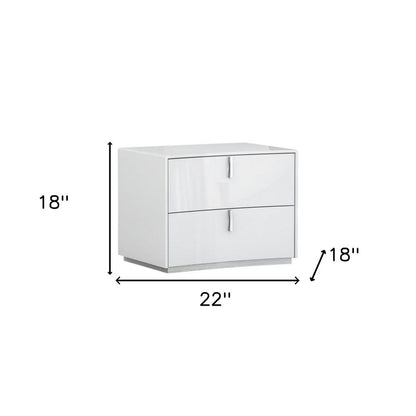 Mesita de noche de madera manufacturada blanca de 18" con dos cajones