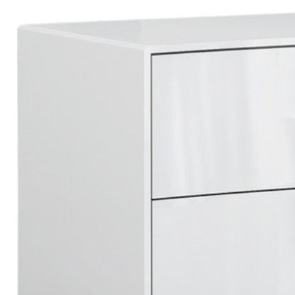 Mesita de noche de madera manufacturada blanca de 18" con dos cajones